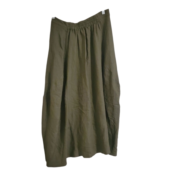 Anna Seravalli Pleated Midi Skirt Olive Green Size 8 - Picture 2 of 5